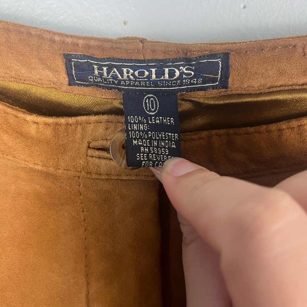 Harold’s 100% leather vintage brown straight leg pants size 10 - Picture 2 of 4